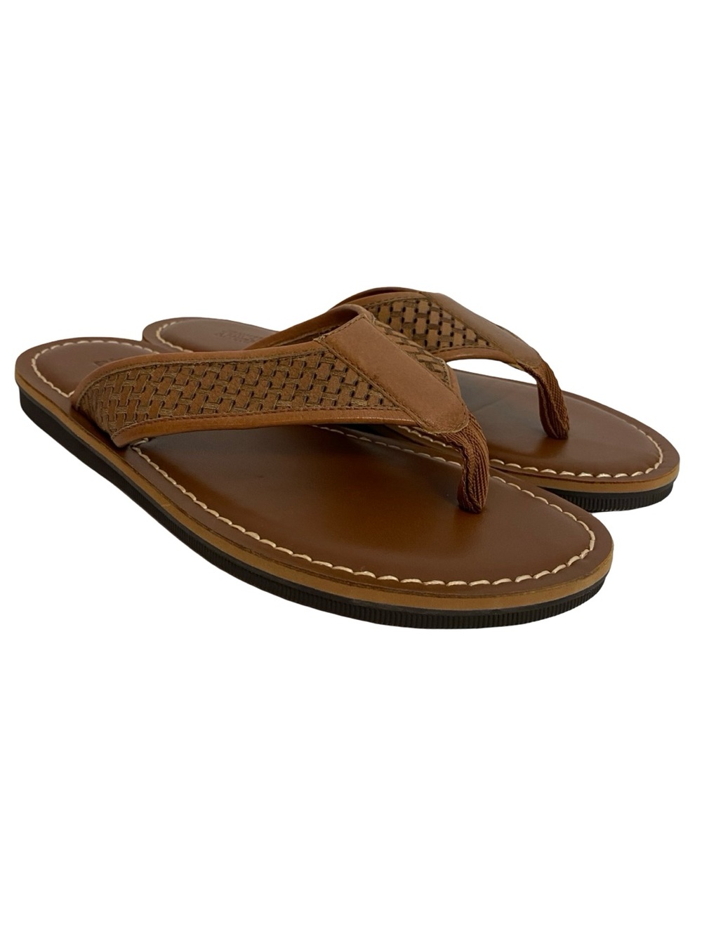 Johnston & Murphy Men's Norris Laser Weave Thong Sandals Size 9 Tan Shoes